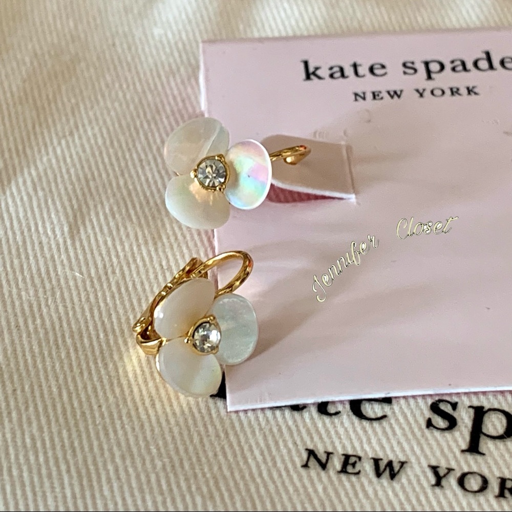 NWT! Kate Spade Disco Pansy Leverback Earrings - Picture 3 of 8